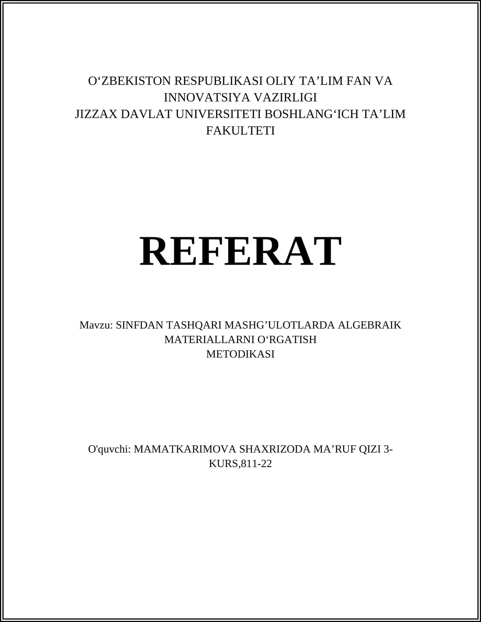Algebraik Tushunchalar