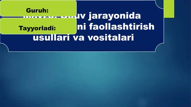 Òquv jarayonida ijodiy fikrlashni faollashtirish usullari va vositalari