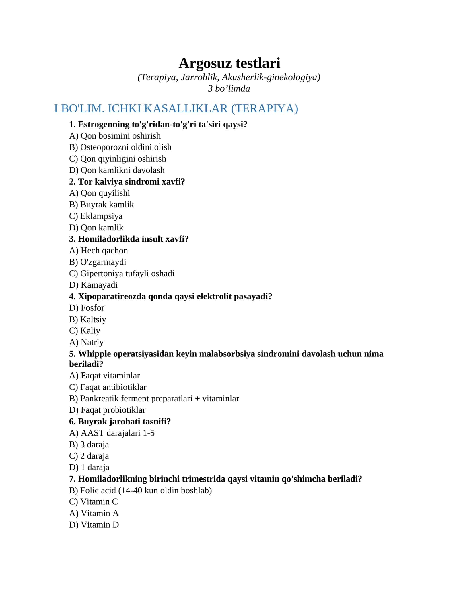 Argosuz testlari