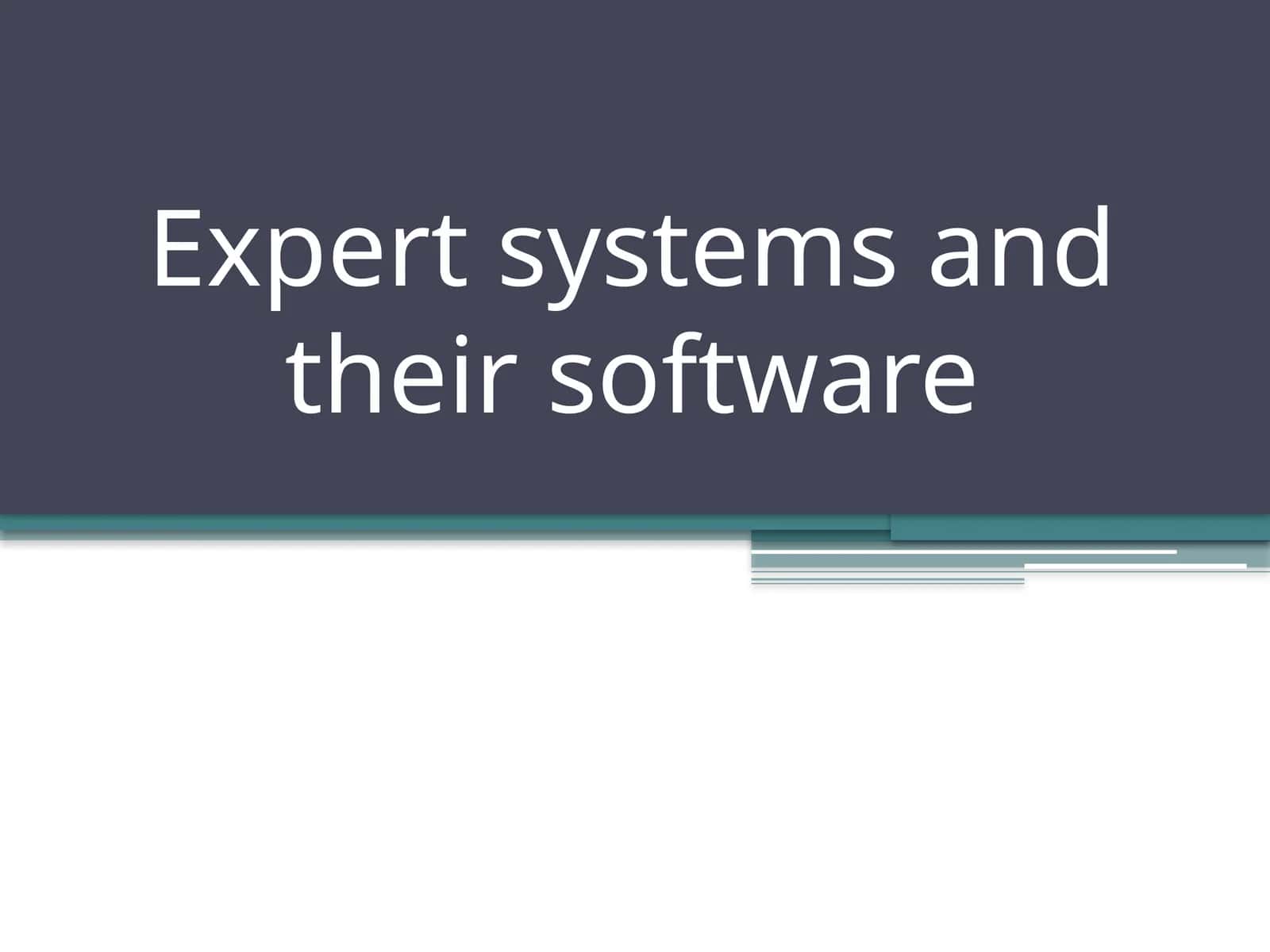 Expert systems and their software