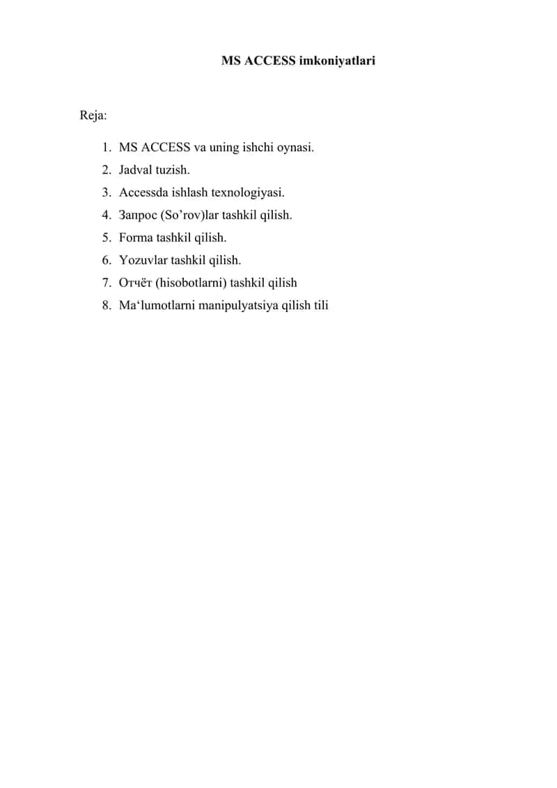MS ACCESS