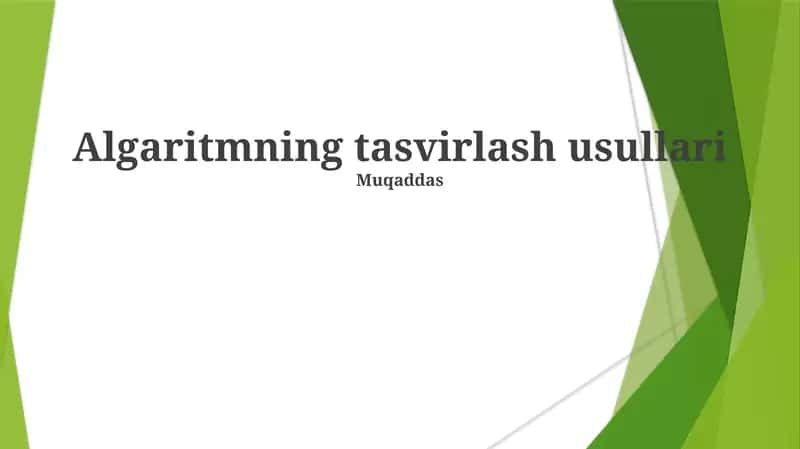 Algoritmning tasvirlash usullari