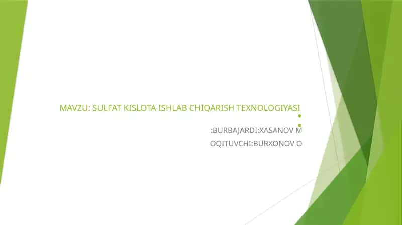 MEZ SULFAT KISLOTA ISHLAB CHIQARISH(2)