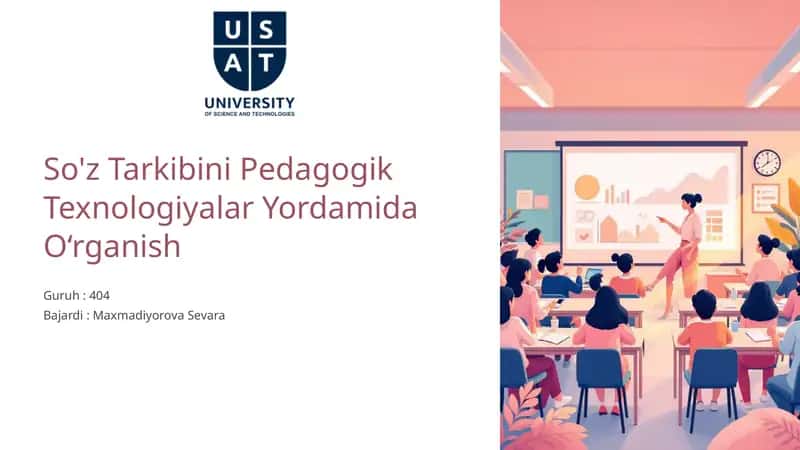 So'z Tarkibini Pedagogik Texnologiyalar Yordamida O‘rganish