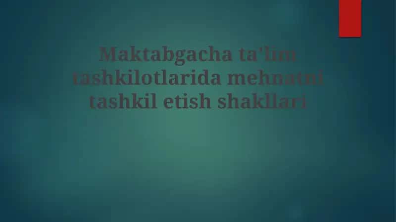Maktabgachataʼlim tashkilotlari damehnatni tashkilitish shakllari