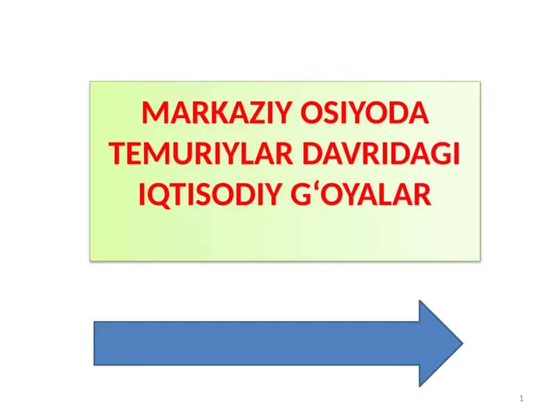 MARKAZIY OSIYODA TEMURIYLAR DAVRIDAGI IQTISODIY G‘OYALAR