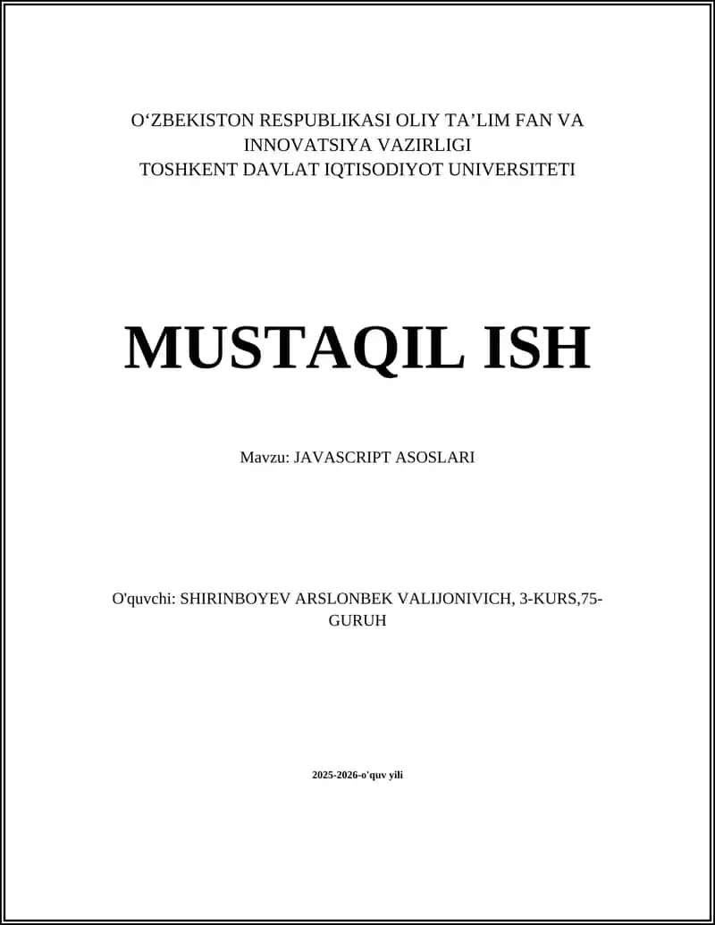 JAVASCRIPT ASOSLARI
