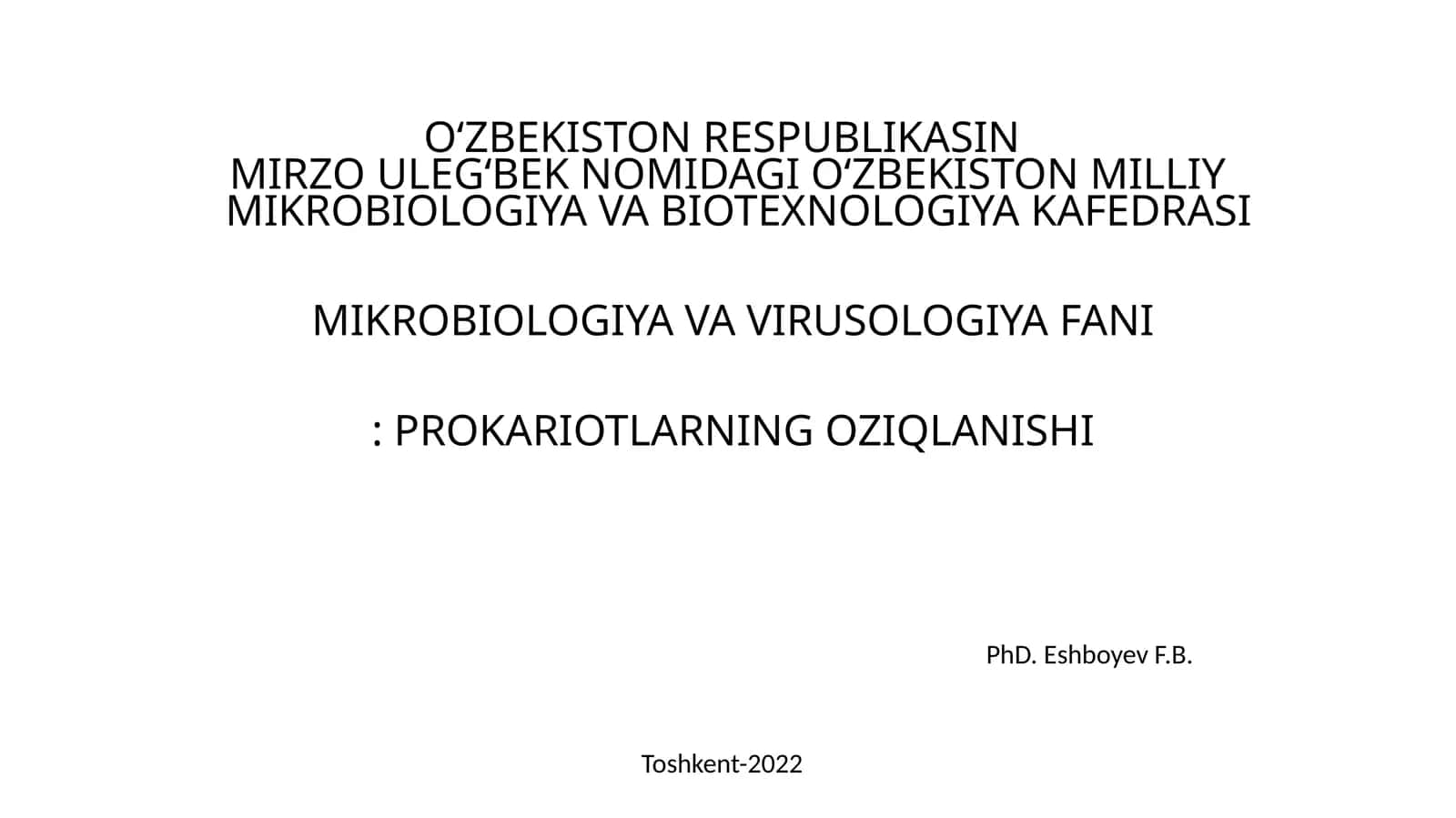Mikrobiologiya va Biotexnologiya
