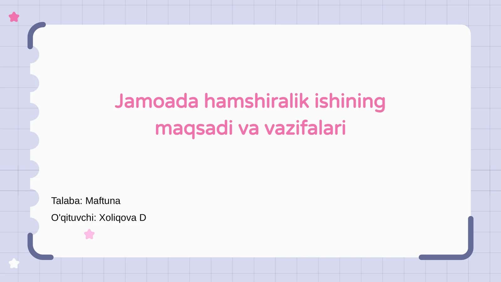 Jamoada hamshiralik ishining maqsadi va vazifalari