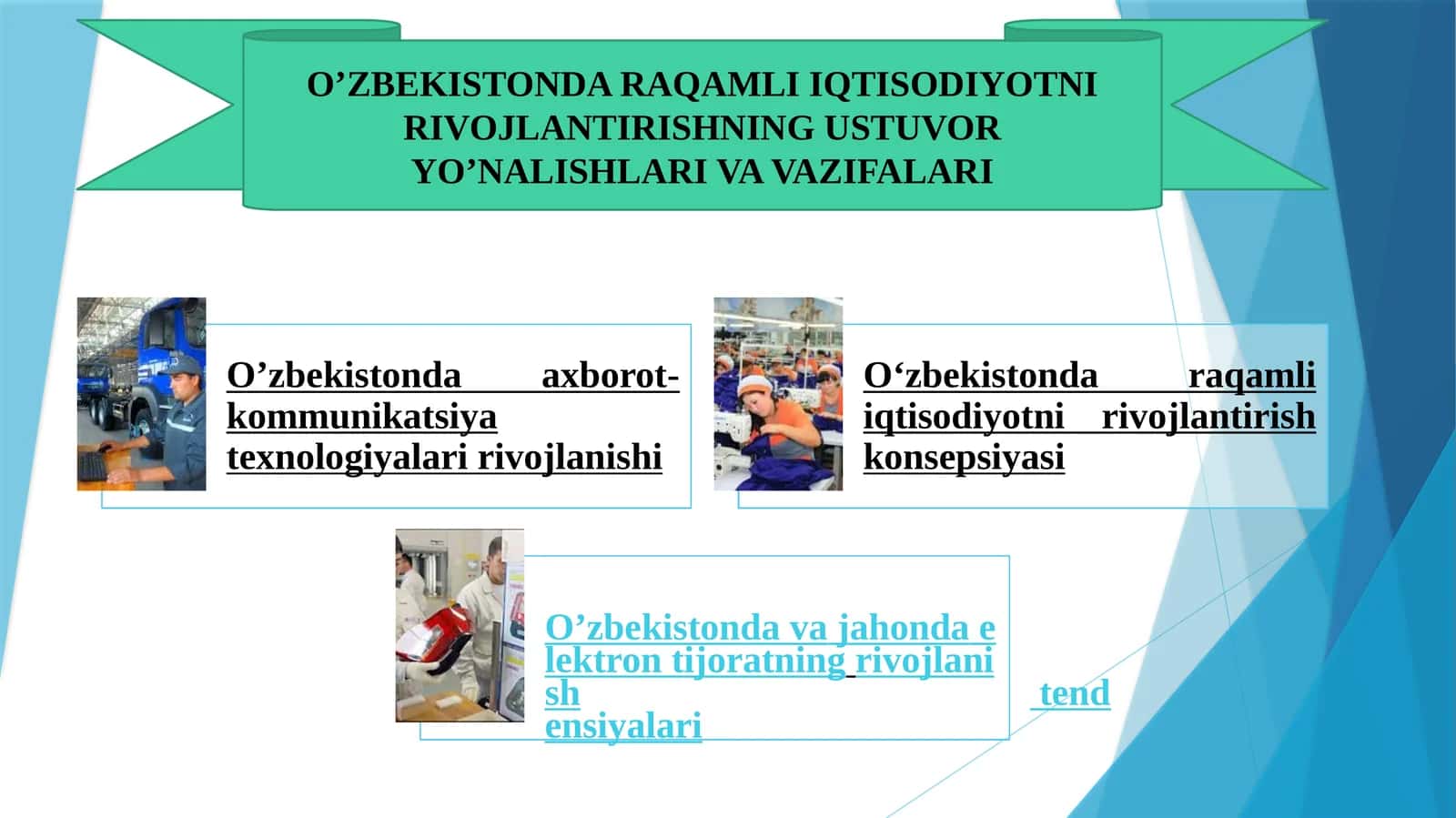 O’ZBEKISTONDA RAQAMLI IQTISODIYOTNI RIVOJLANTIRISHNING USTUVOR YO’NALISHLARI VA VAZIFALARI