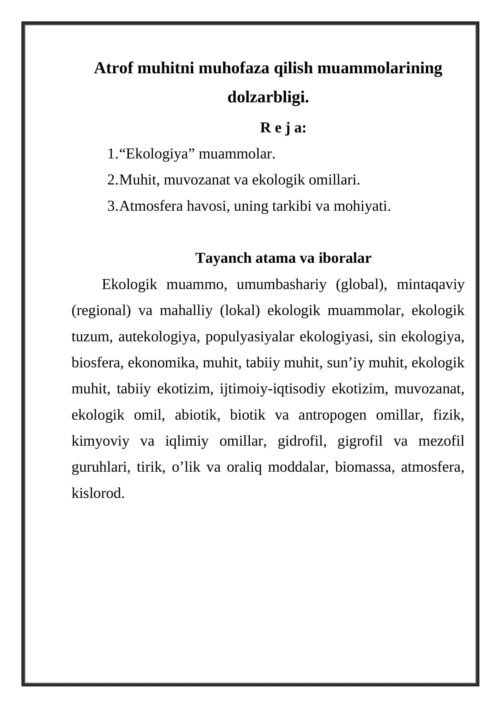 Ekologiya muammolari