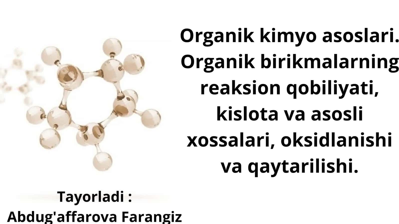 Organik kimyo asoslari