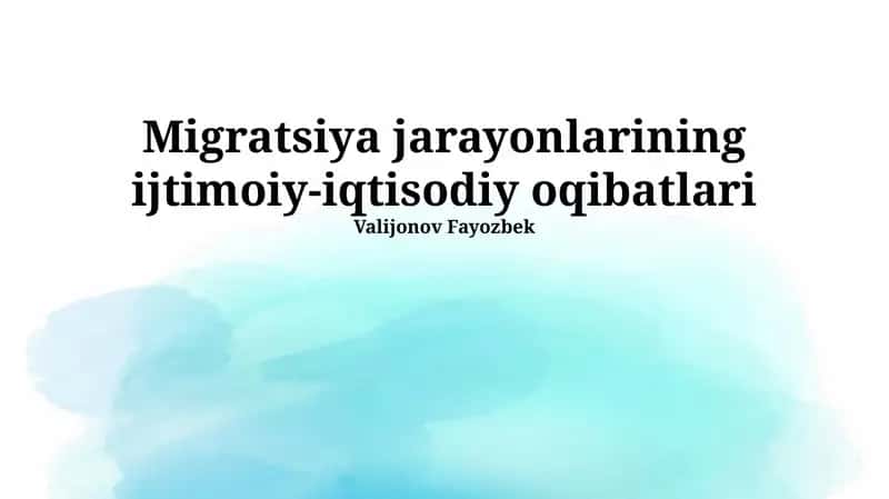 Migratsiya jarayonlarining ijtimoiy-iqtisodiy oqibatlari
