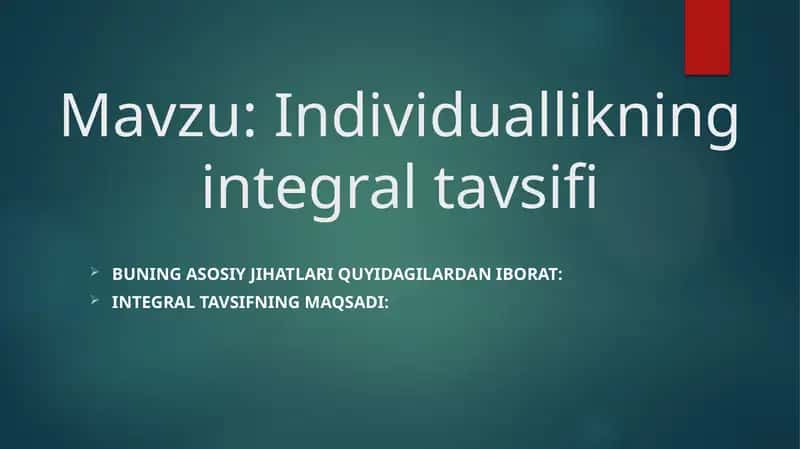 Individuallikning integral tavsifi