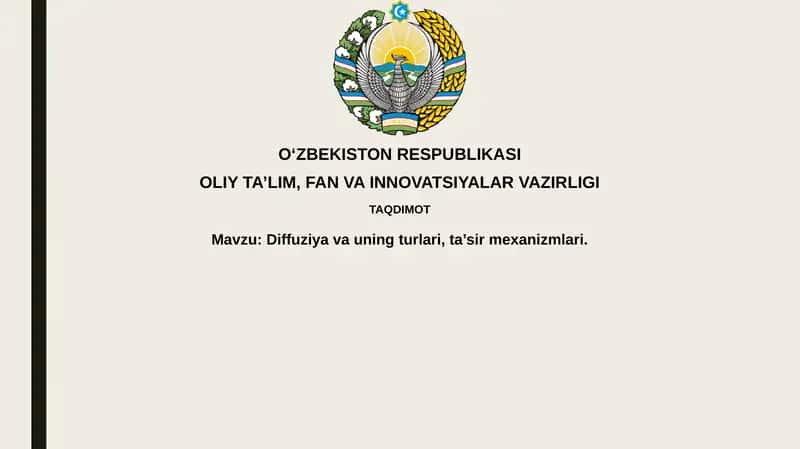 Diffuziya: Turlari, Mexanizmlari va Qonuniyatlari