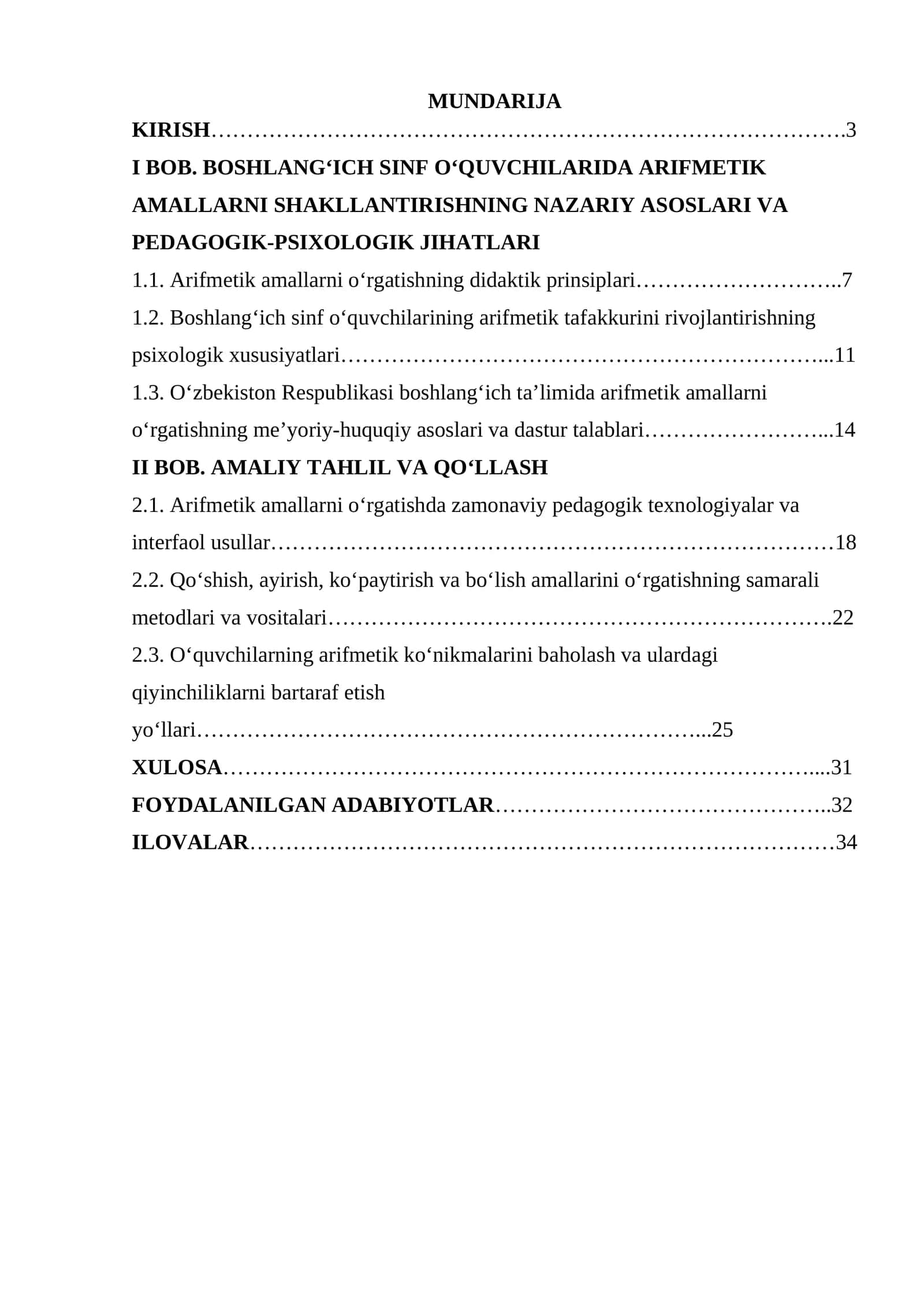 Boshlang'ich sinf matematika darslarida arifmetik amallarni o'rgatish metodikasi