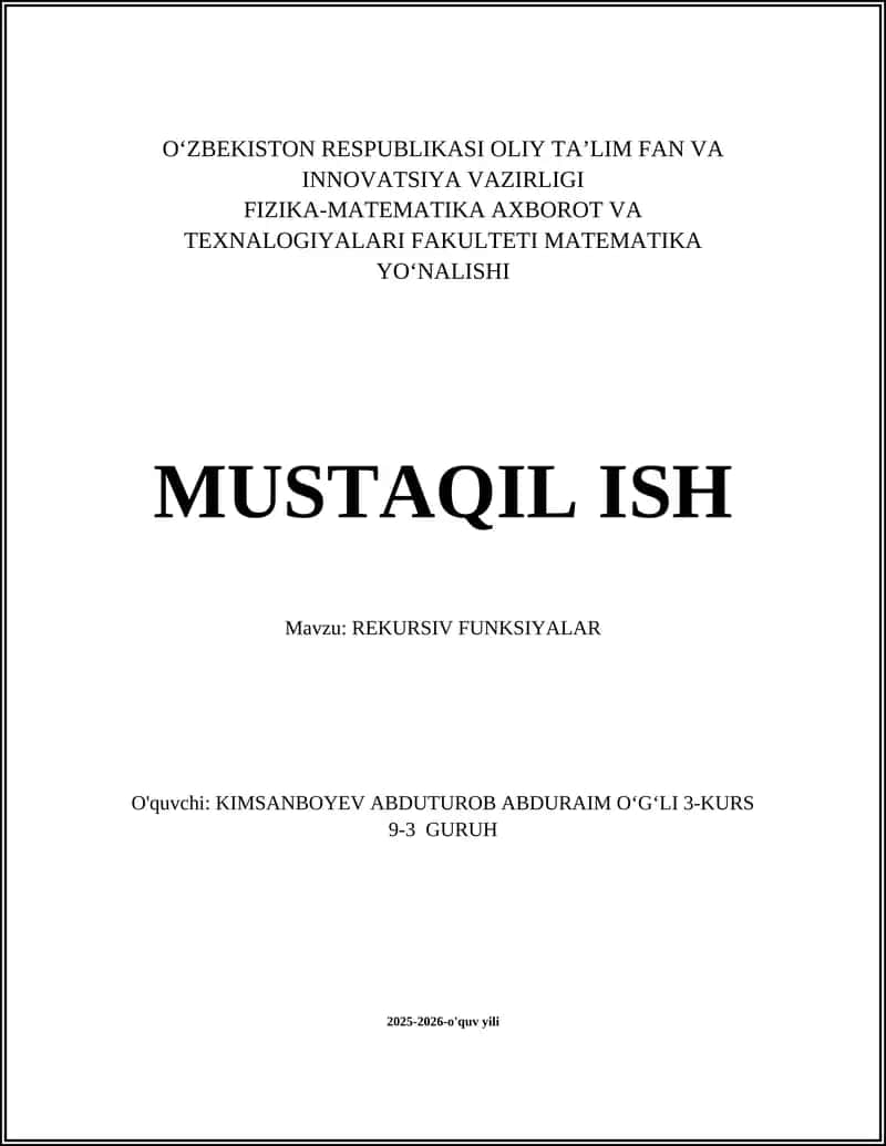 REKURSIV FUNKSIYALAR