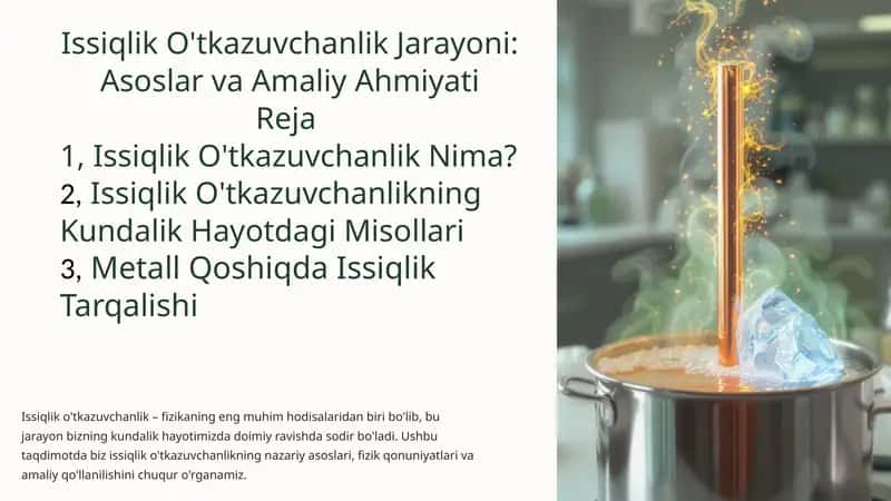 Issiqlik O'tkazuvchanlik Jarayoni: Asoslar vaAmaliyAhmiyati