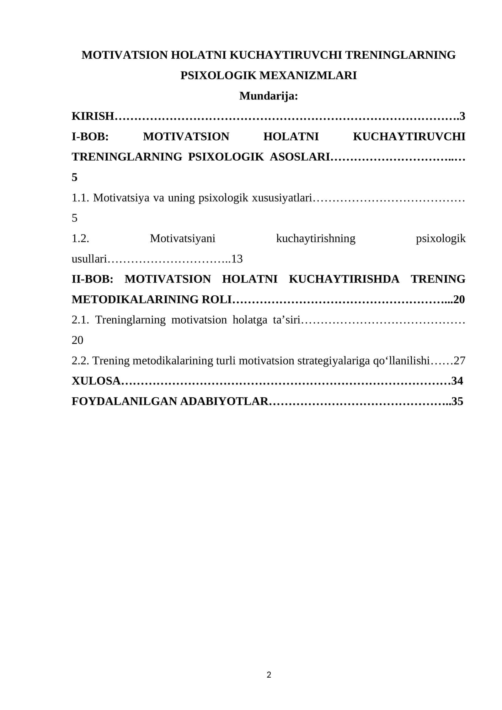 MOTIVATSION HOLATNI KUCHAYTIRUVCHI TRENINGLARNING PSIXOLOGIK MEXANIZMLARI