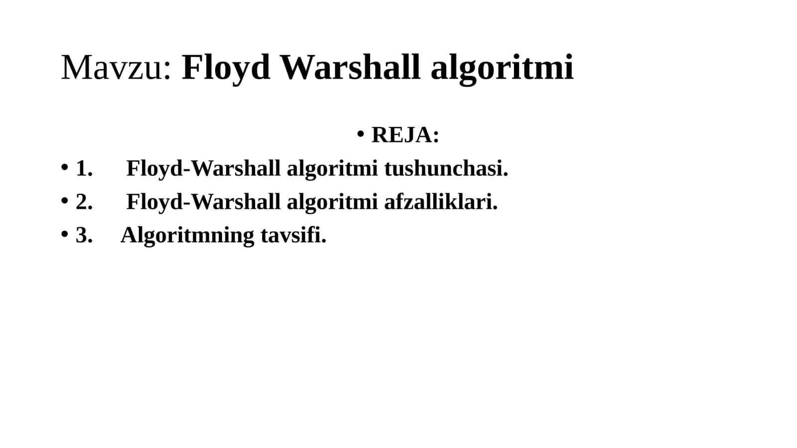 Floyd Warshall algoritmi