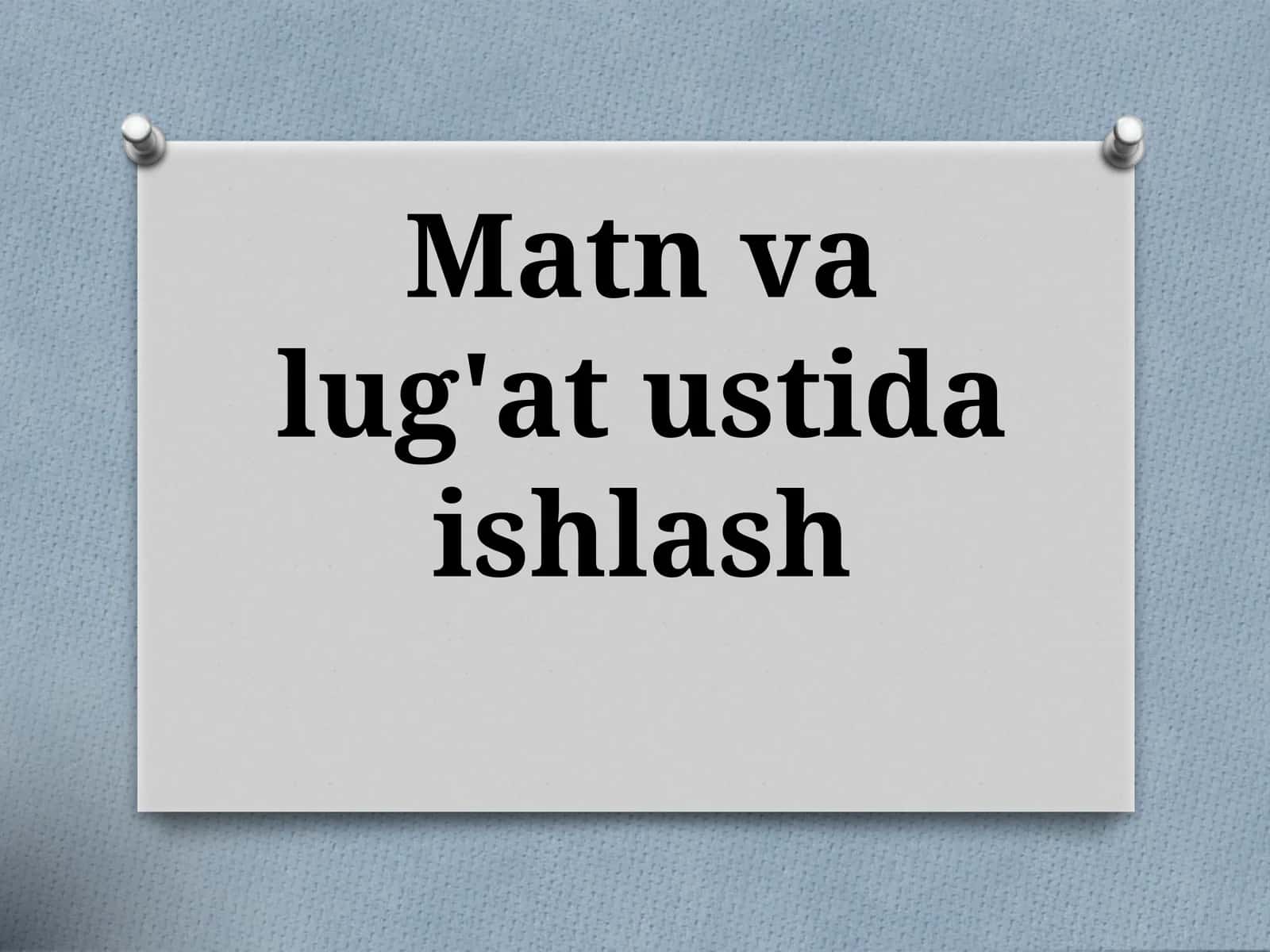 Matnvalug'at ustida ishlash