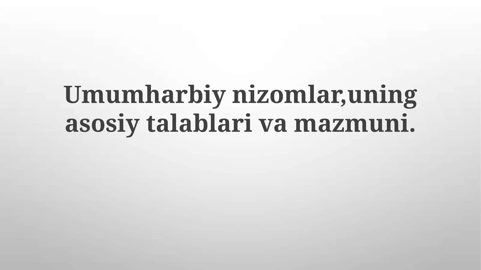 Harbiy Nizomlar