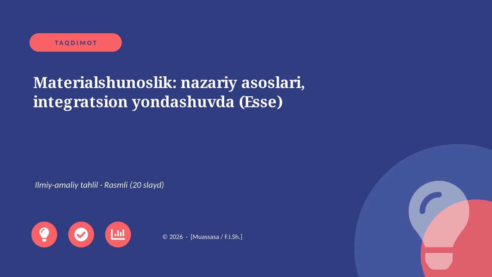 Materialshunoslik: nazariy asoslari, integratsion yondashuvda (Esse)