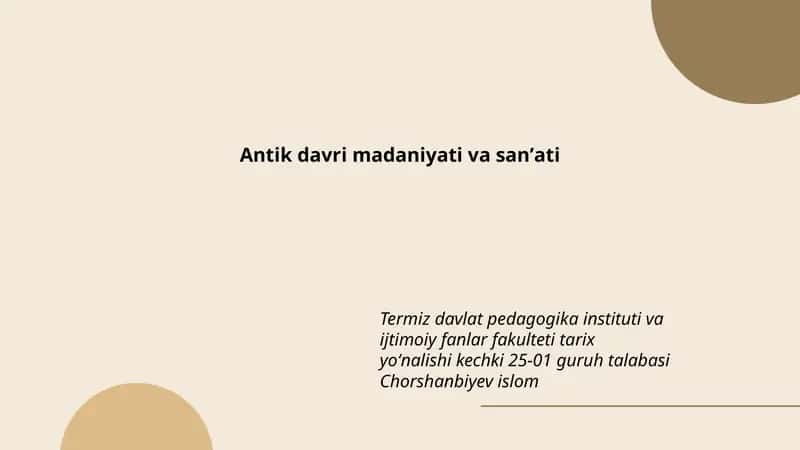 Antik davri madaniyati va sanʼati