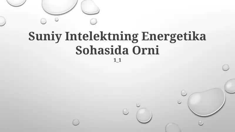 Suniy Intelektning Energetika Sohasida Orni