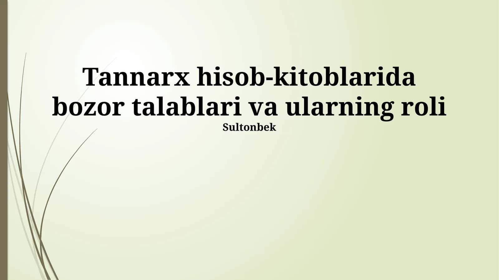 Tannarx Hisob-kitoblaridagi O'rni