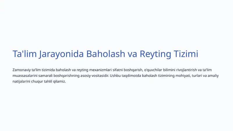 Baholash Tizimi