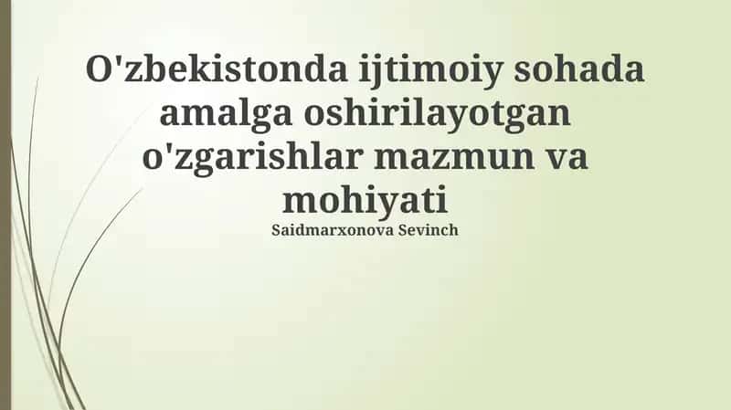 O'zbekistonda ijtimoiy islohotlarning asosiy yo'nalishlari