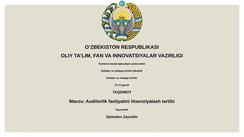 Auditorlik faoliyatini litsenziyalash tartibi