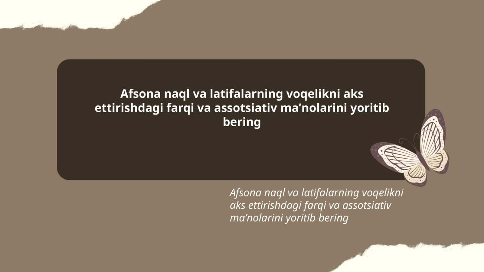 Afsona naql va latifalarning voqelikni aks ettirishdagi farqi va assotsiativ maʼnolarini yoritib bering
