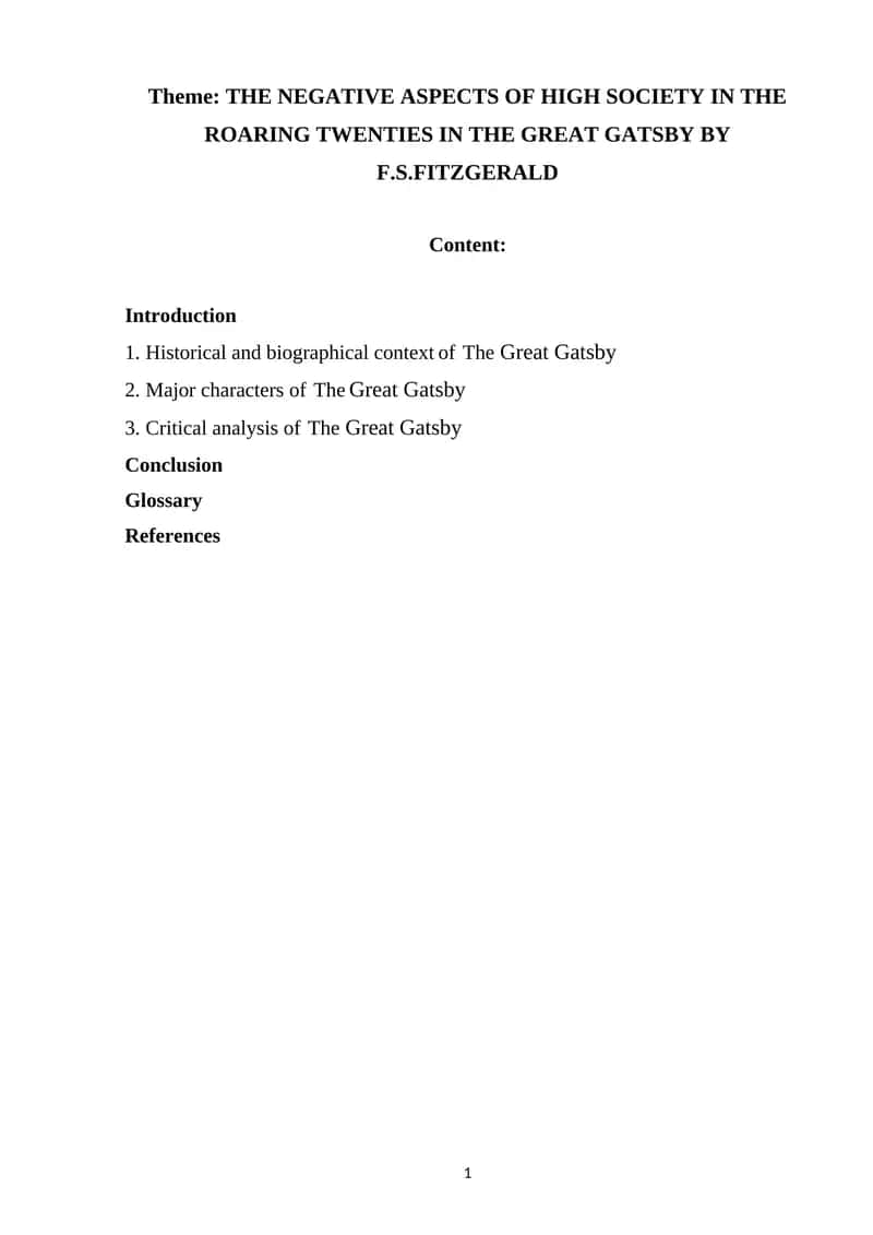 THE GREAT GATSBY BY F.S.FITZGERALD