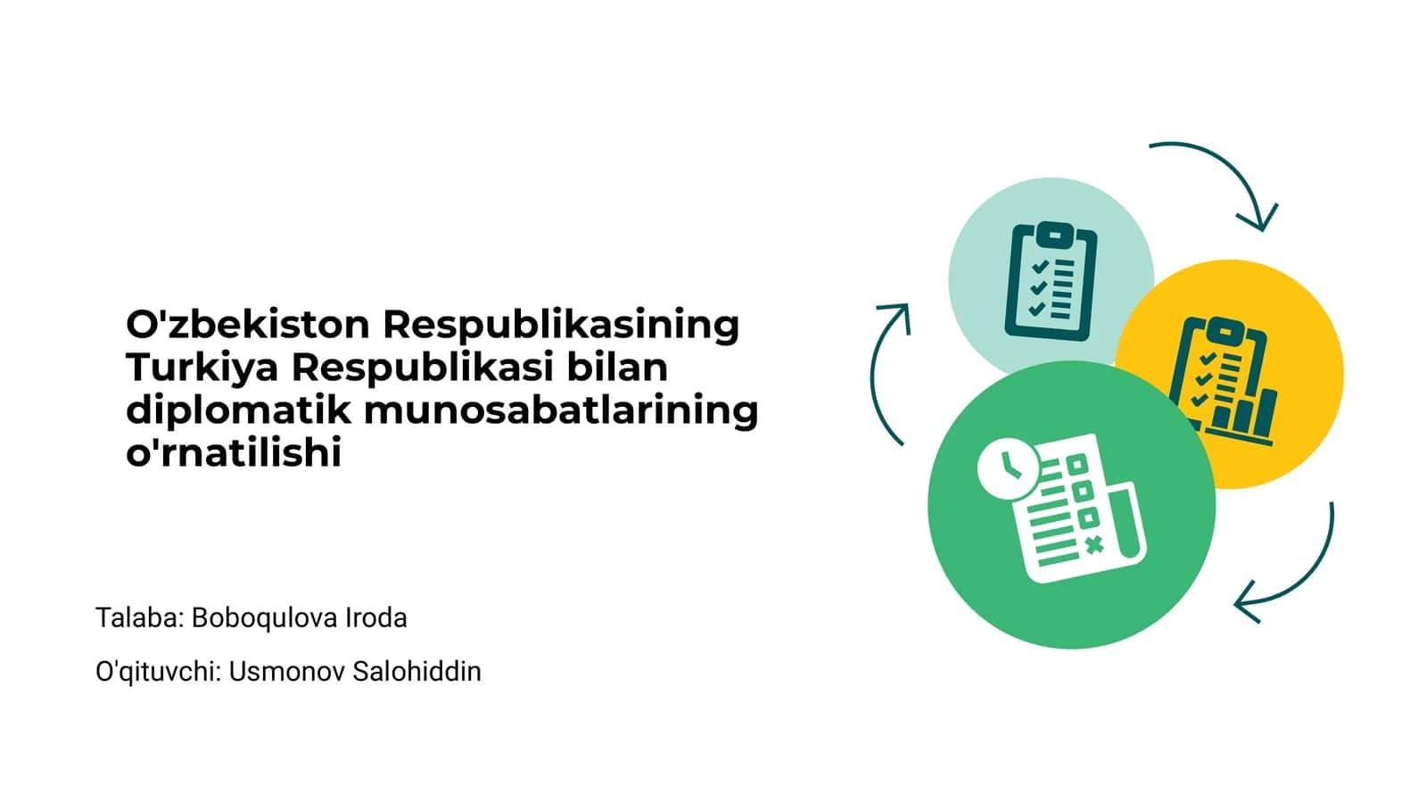 O'zbekiston Respublikasining Turkiya Respublikasi bilan diplomatik munosabatlarining o'rnatilishi