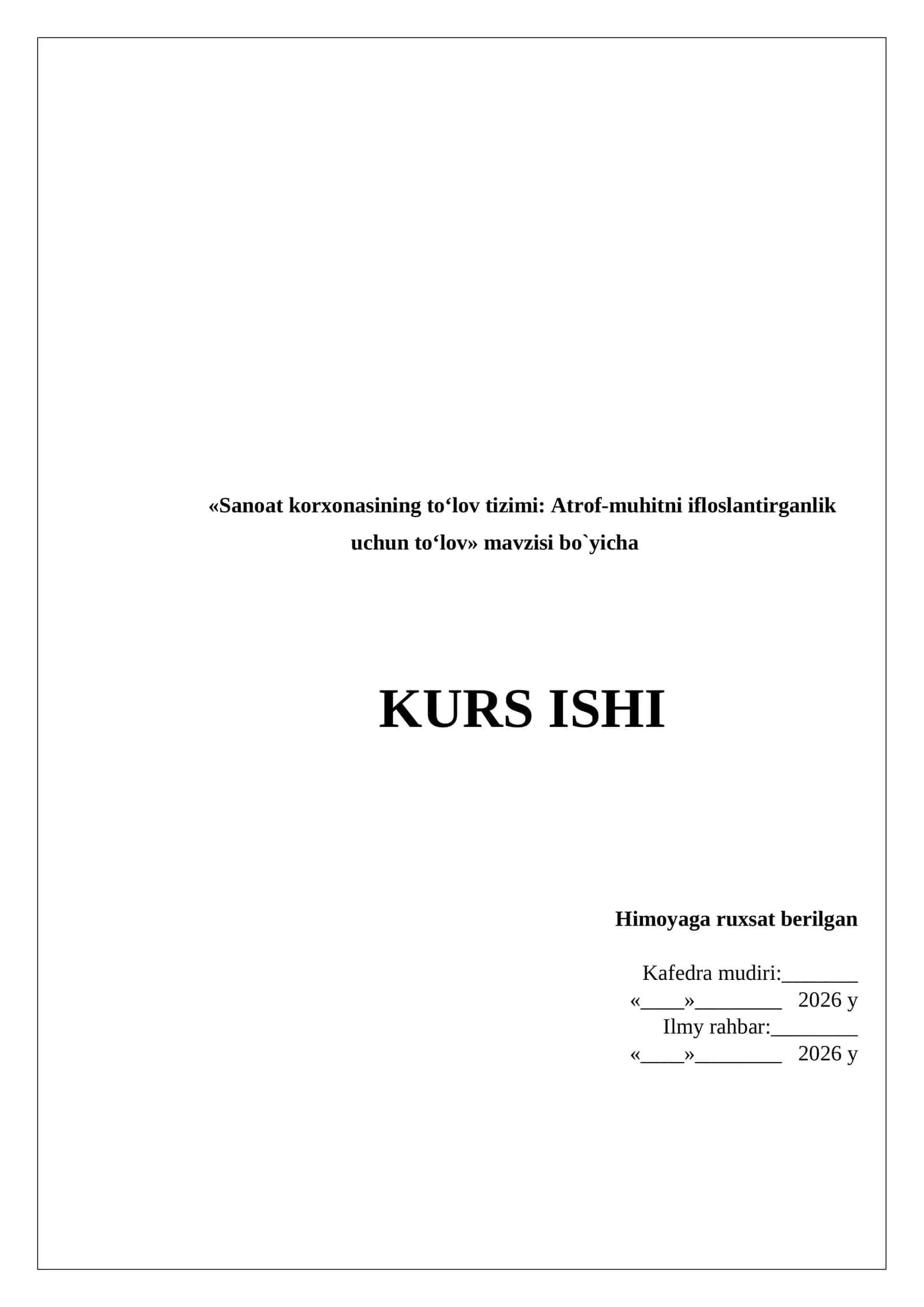 Sanoat korxonasining to‘lov tizimi: Atrof-muhitni ifloslantirganlik uchun to‘lov