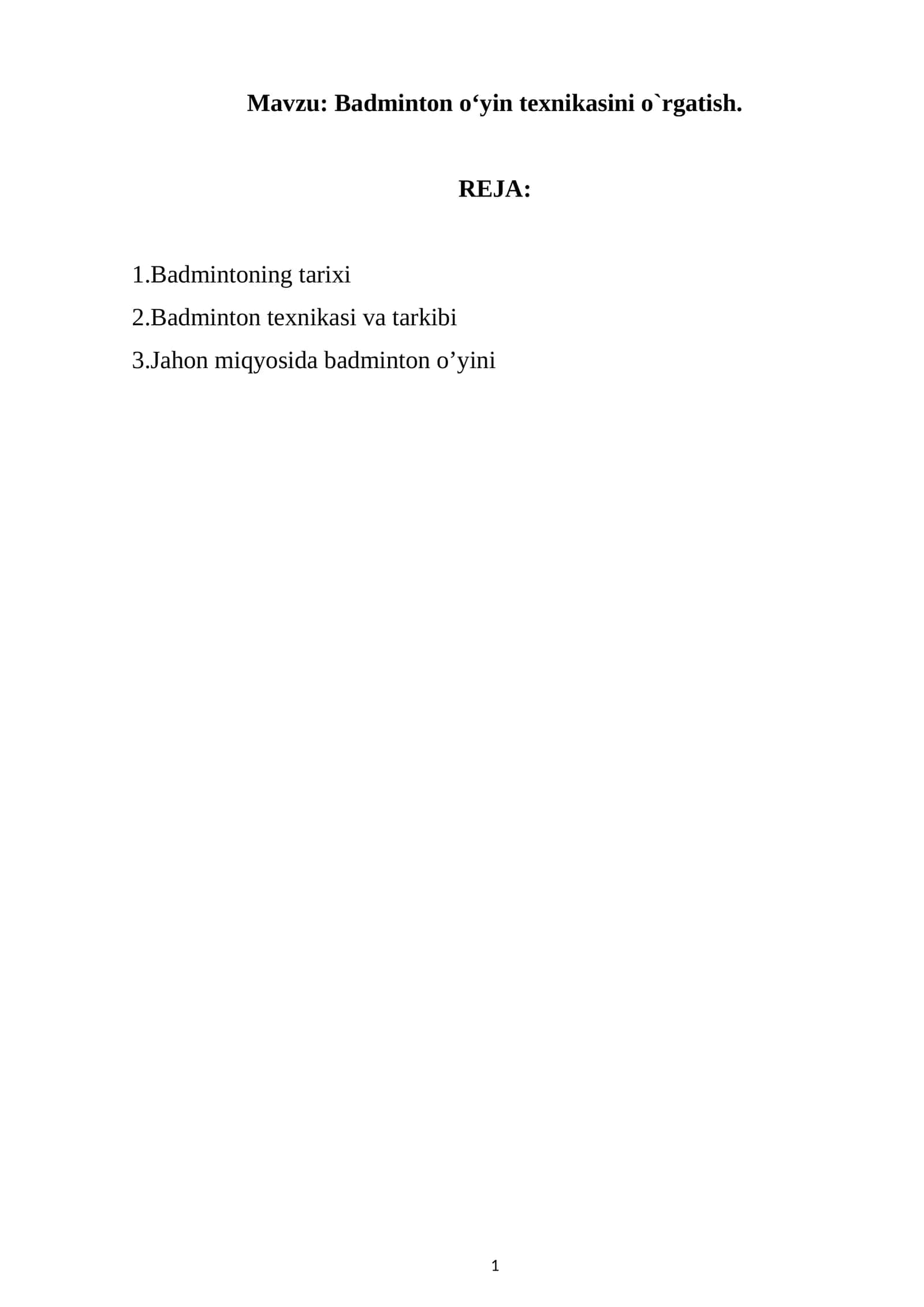 Badminton o‘yin texnikasi