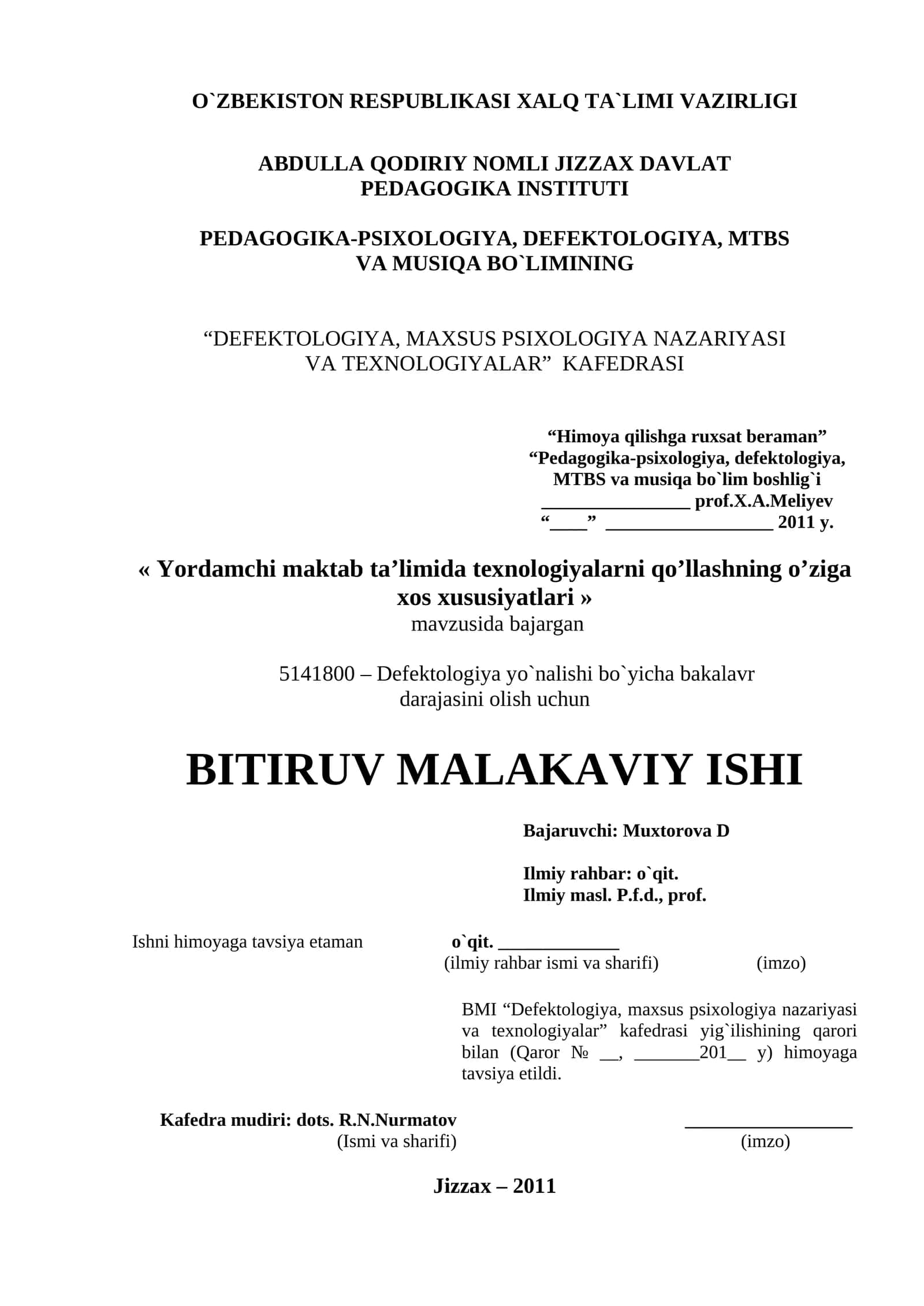 BITIRUV MALAKAVIY ISHI