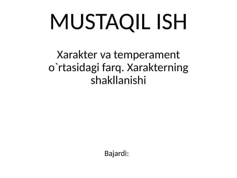 Xarakter tempramentlari
