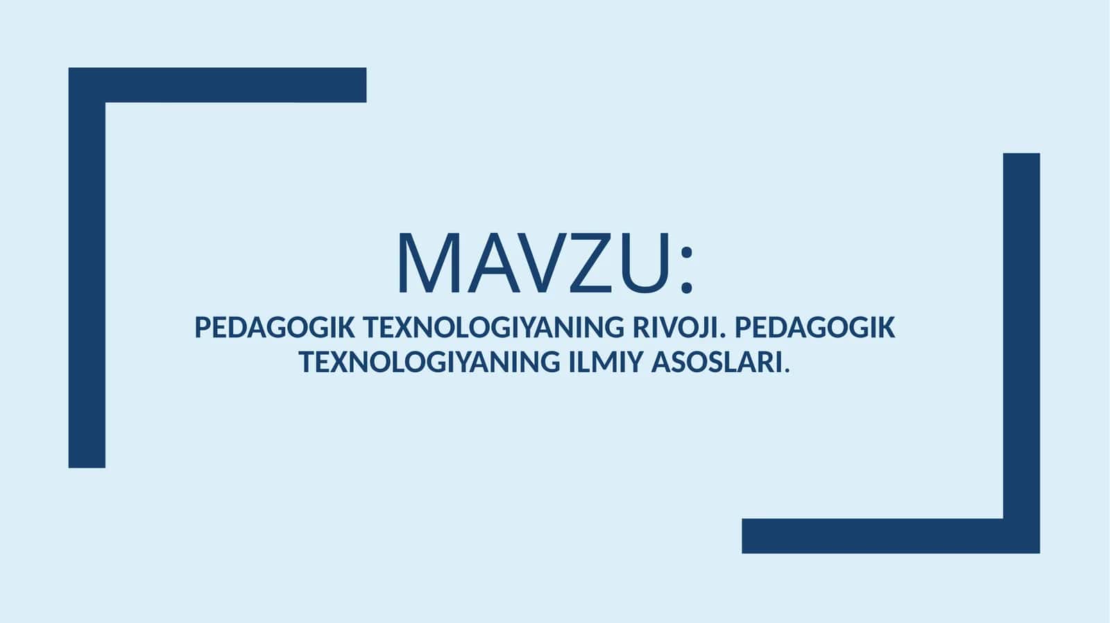 Педагогик технологиялар
