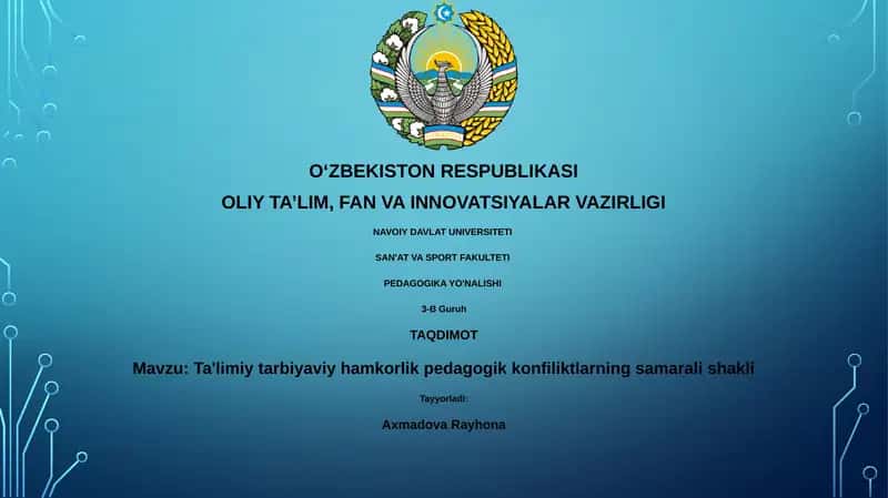 Ta'limiy tarbiyaviy hamkorlik pedagogik konfiliktlarning samarali shakli