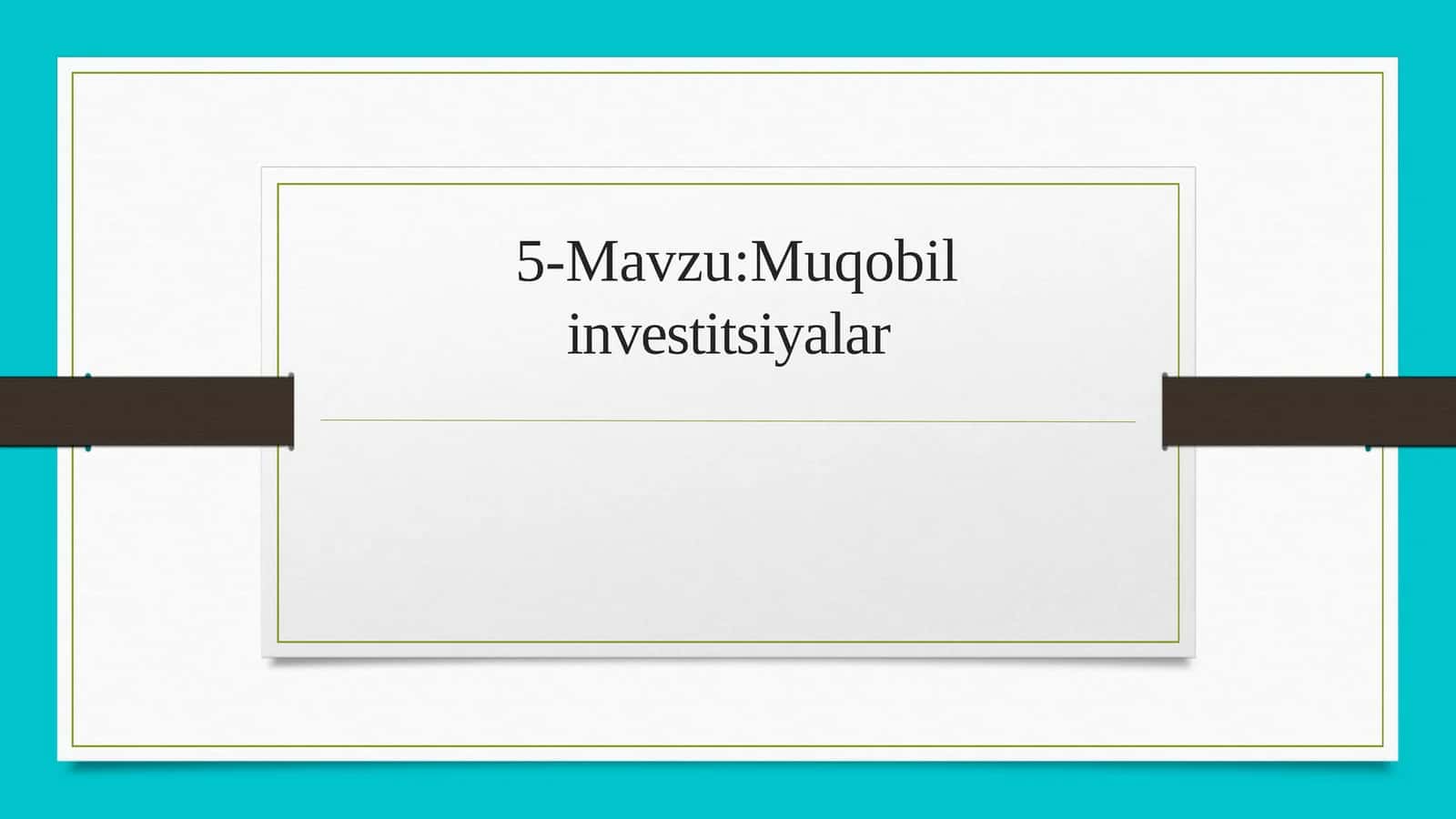 Muqobil investitsiyalar