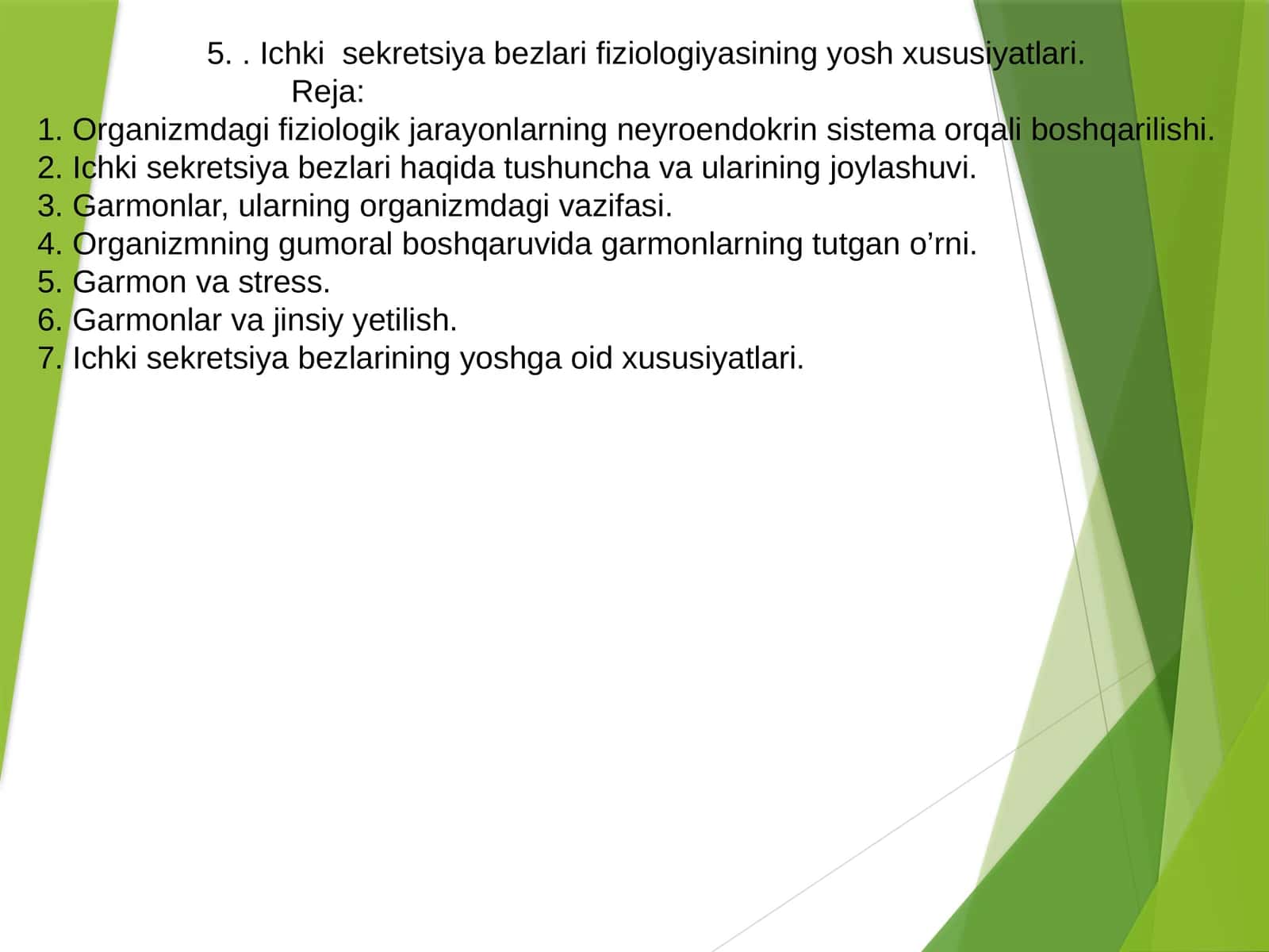 Ichki sekretsiya bezlari fiziologiyasining yosh xususiyatlari