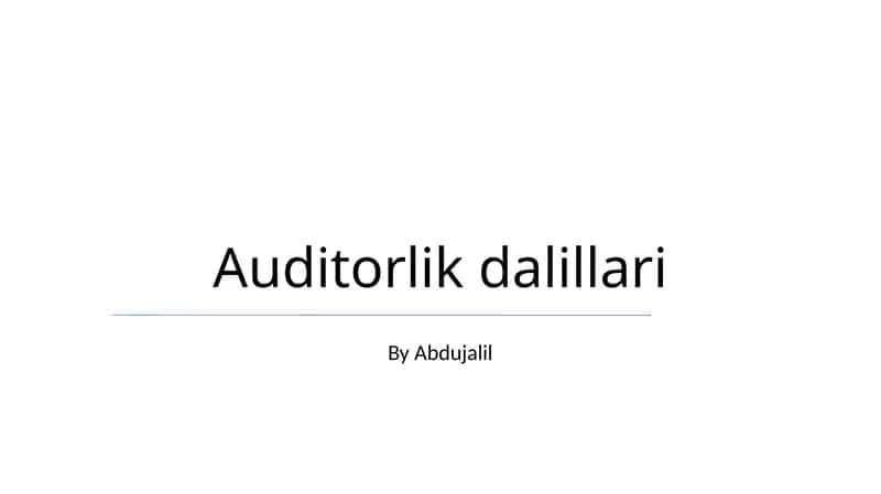 Auditorlik dalillari