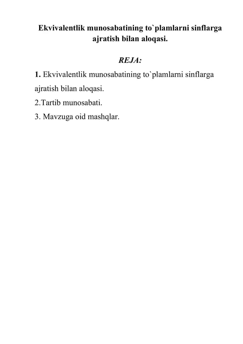 Ekvivalentlik munosabati