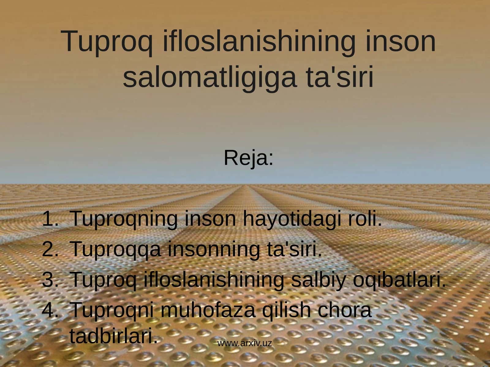 Tuproq ifloslanishining inson salomatligiga ta'siri