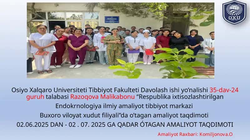 Respublika ixtisoslashtirilgan Endokrinologiya Ilmiy-amaliyot Taqdimoti