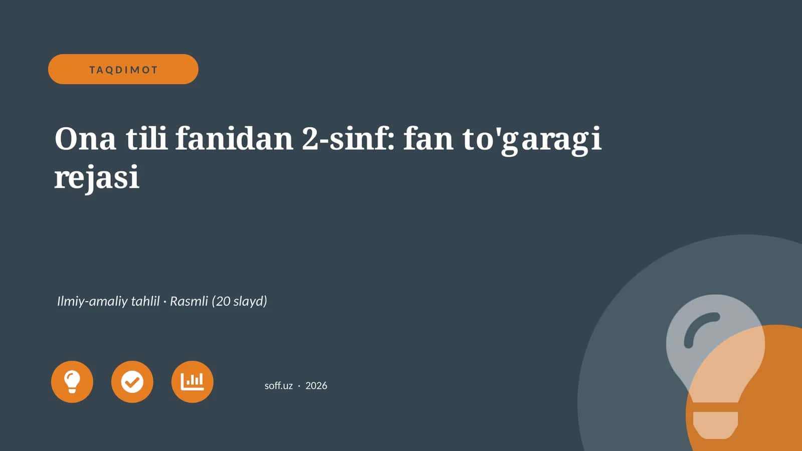 Ona tili fanidan 2-sinf: fan to'garagi rejasi