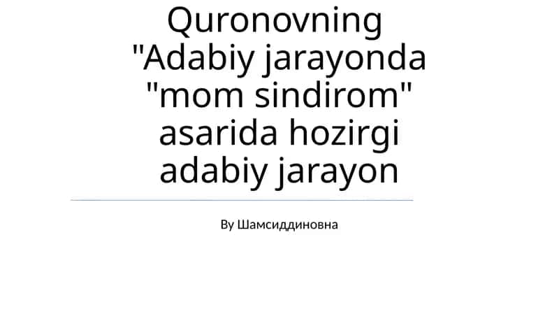 "Ona sindromi" tahlili